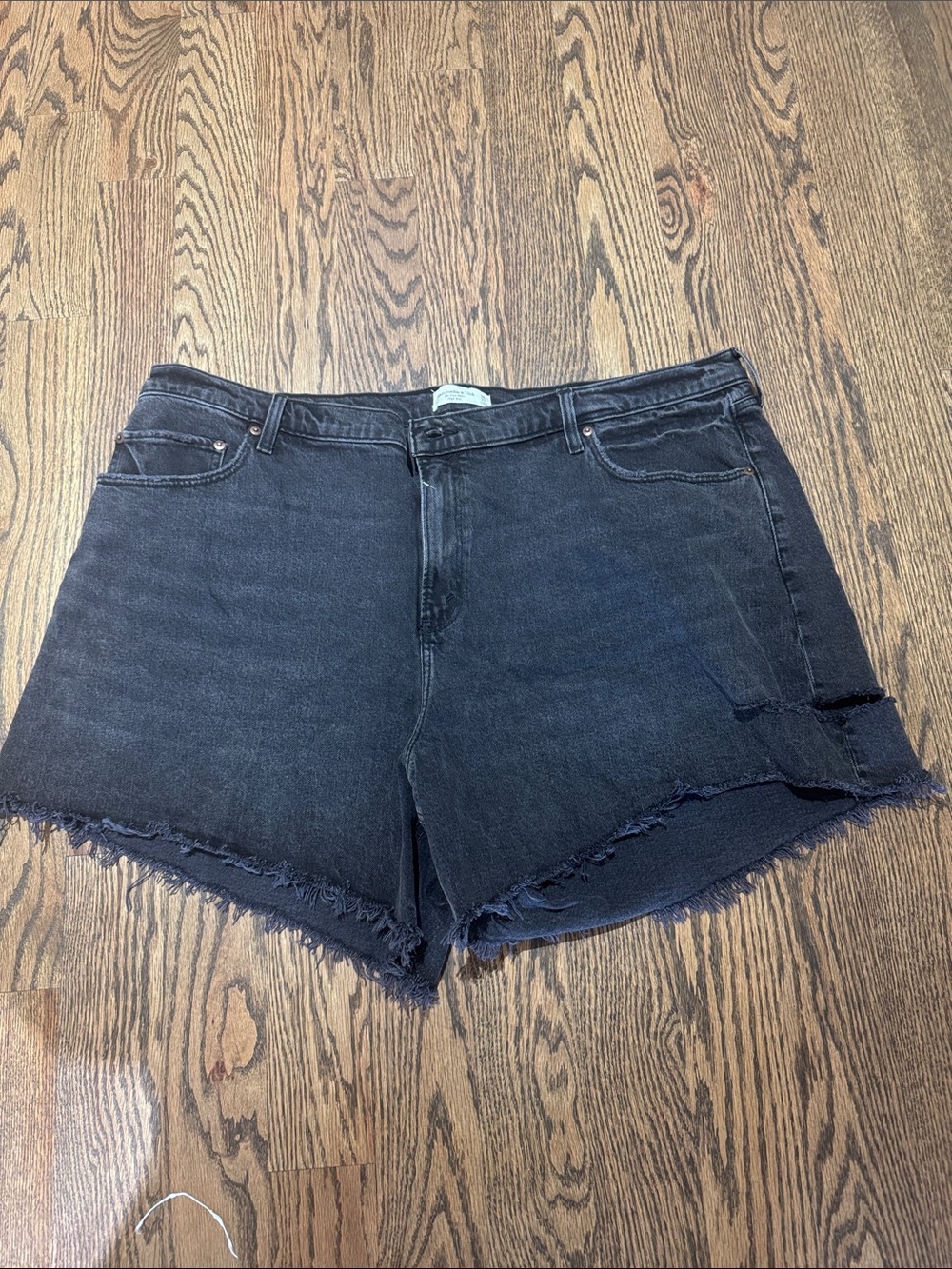 Abercrombie Women's High-Rise Black Denim Cutoff Shorts